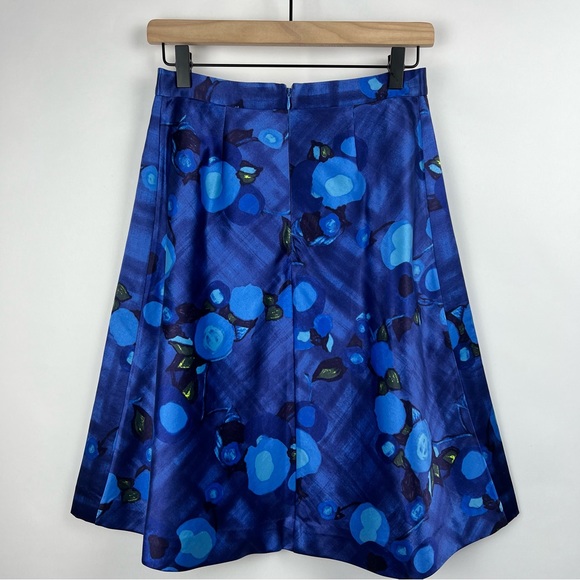 Kate Spade Blue Floral A Line Knee Length Skirt Size XS - Picture 4 of 9